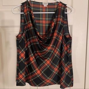 J. Crew , Holiday plaid Drape Neck Tank, EUC, size M